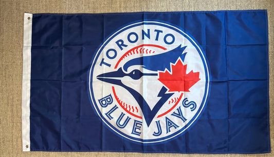 Toronto Blue Jays flag with logo on a textured background