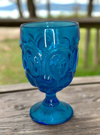 L.E. Smith Moon and Star Colonial Blue Goblets