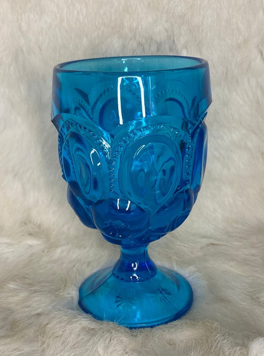 L.E. Smith Moon and Star Colonial Blue Goblet