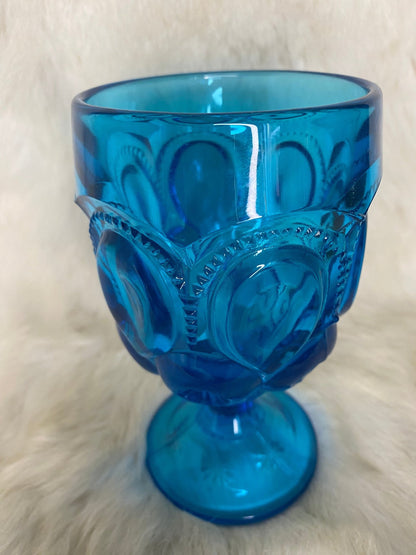 L.E. Smith Moon and Star Colonial Blue Goblets