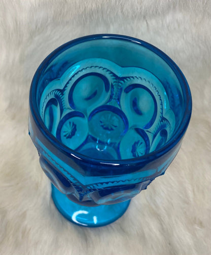 L.E. Smith Moon and Star Colonial Blue Goblet