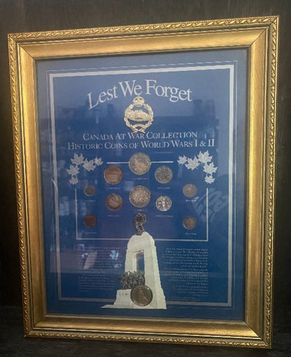 Lest We Forget Canada at War World War Coin Collection Framed Matted