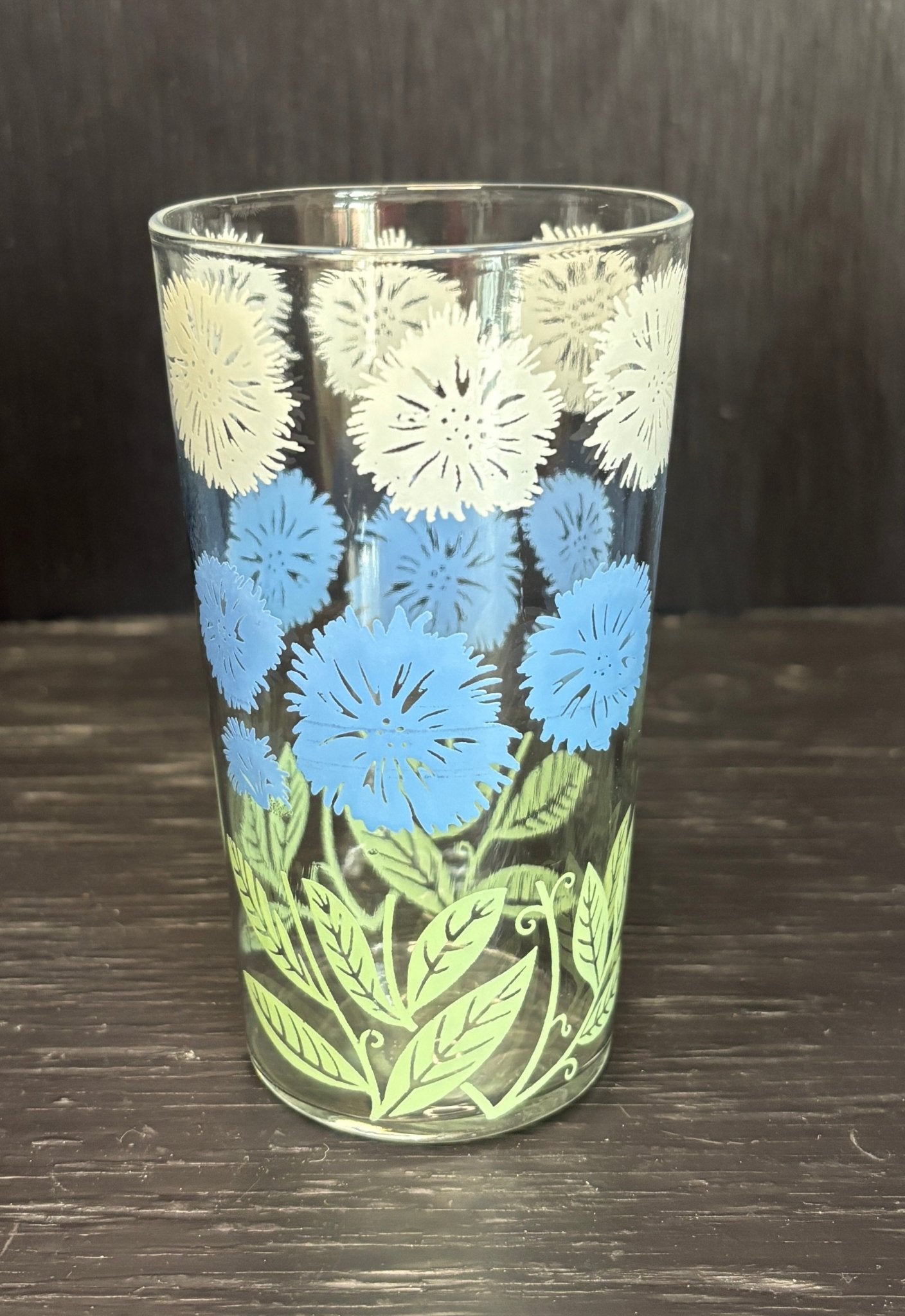 Libbey Blue and White Floral Tumbler Drink Glasses