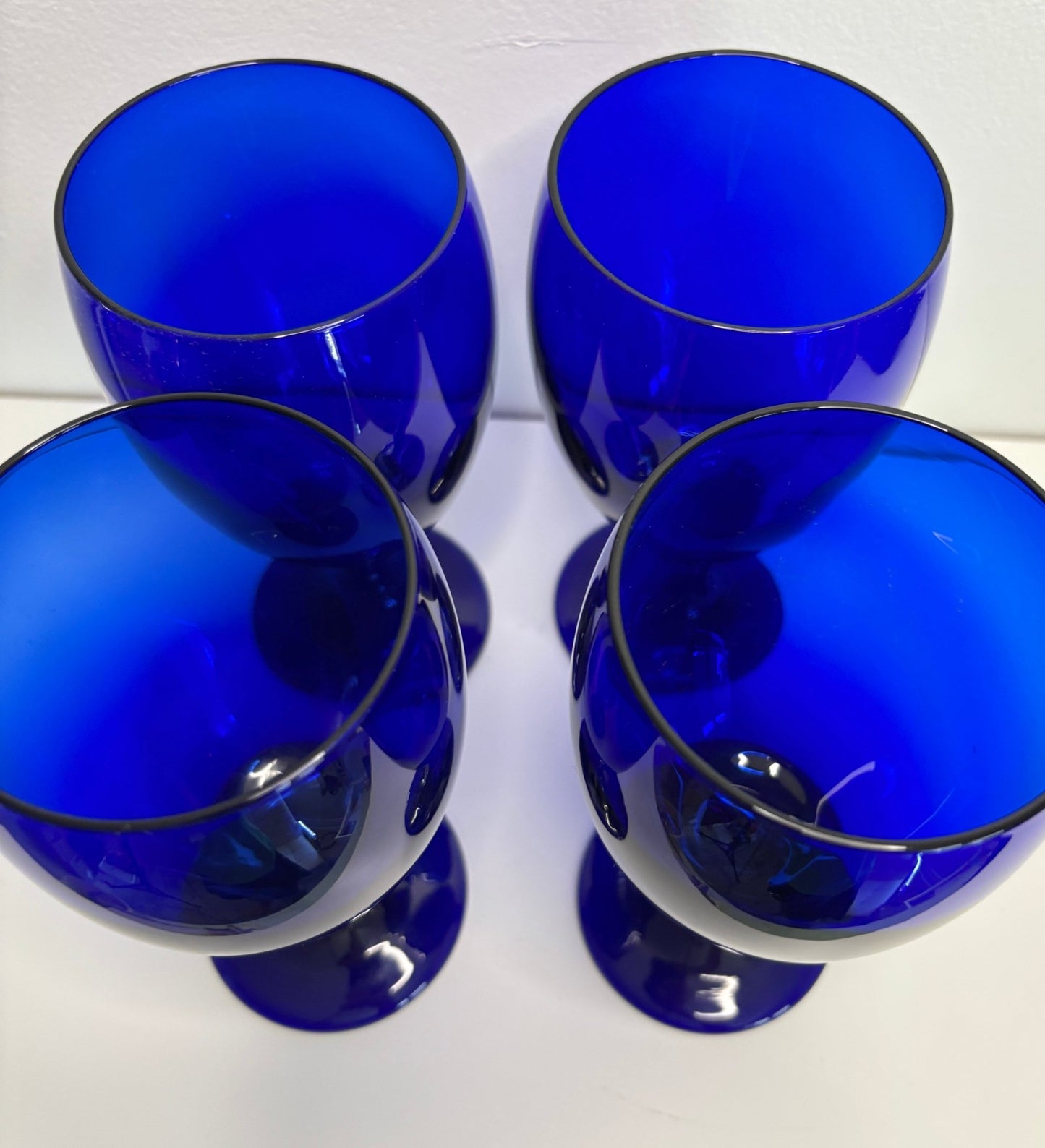 Libbey Cobalt Blue Iced Tea Wine Goblets Glasses Set