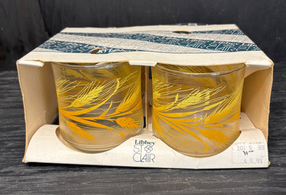 Libbey Golden Wheat Glasses New Old Stock