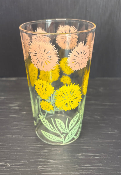 Libbey Orange and Pink Floral Tumbler
