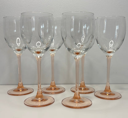 Liminarc France Pink Rose Stem Wine Glass Set