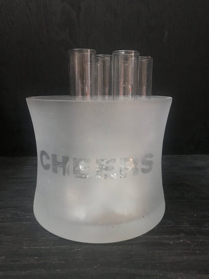 Long Stem Shot Glasses and Frosted Glass Ice Bucket