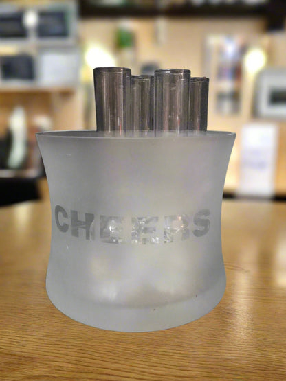 Long Stem Shot Glasses and Frosted Glass Ice Bucket