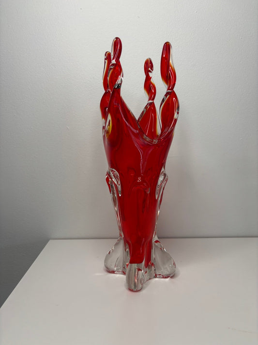 Lorraine Edag Chalet Style Red Four Point Twist Glass Vase