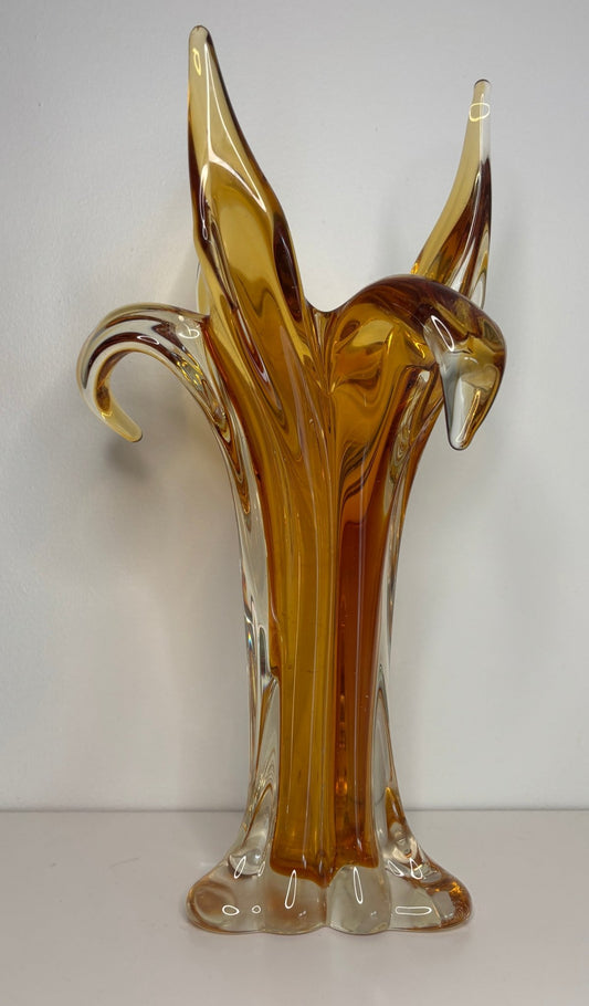 Lorraine Glass Iris Amber Vase