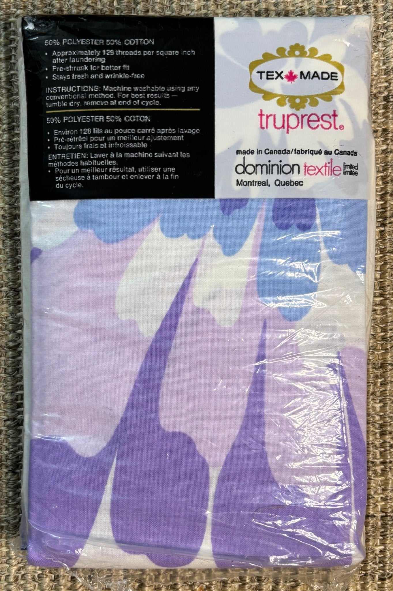 Made in Canada Tex Made Truprest Purple Floral Queen Pillowcases