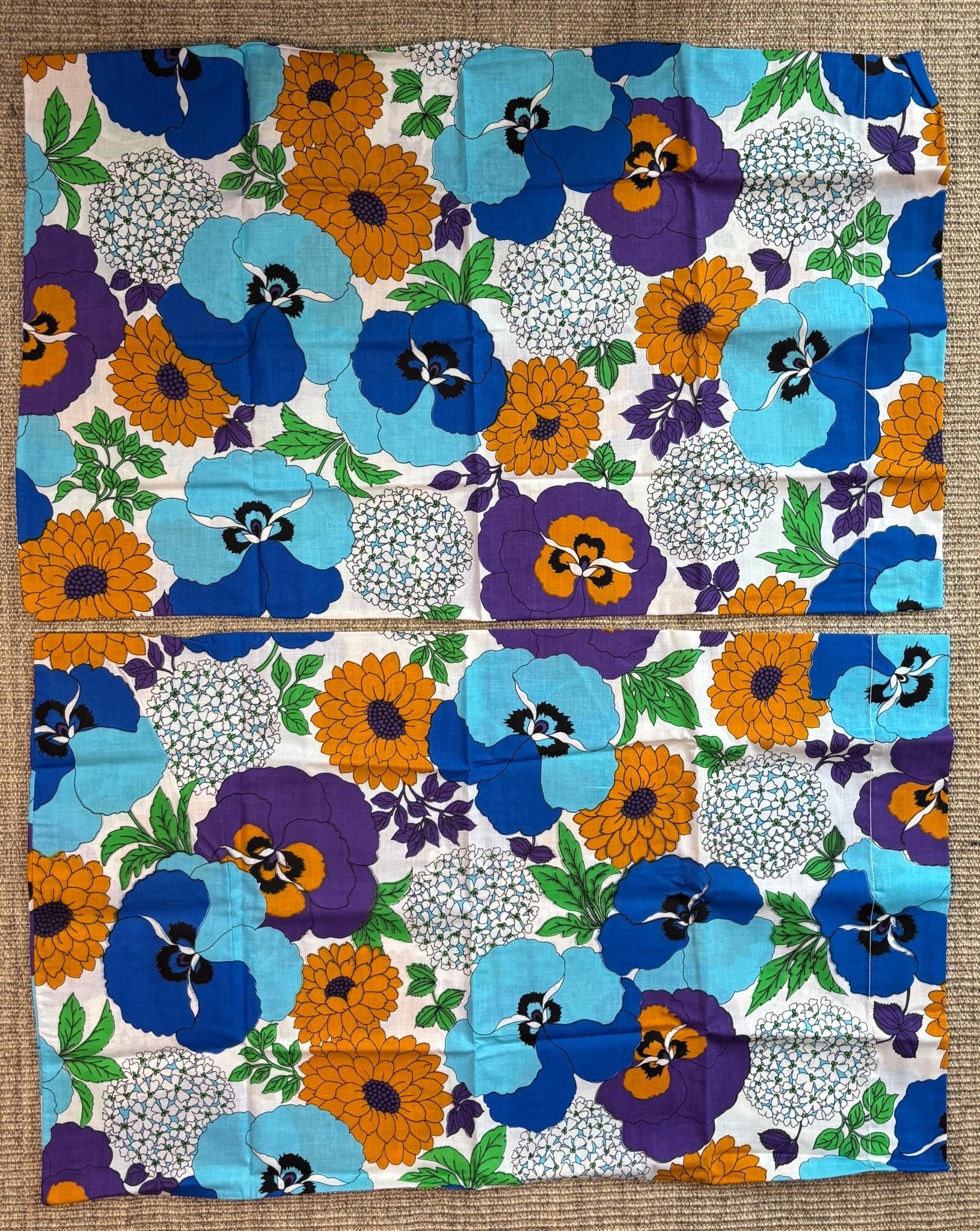 Made in Canada Wabasso Retro Blue Floral Pillowcases