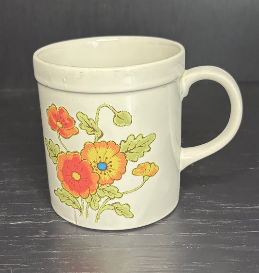 Made in Japan Orange and Red Flower Coffee Mug