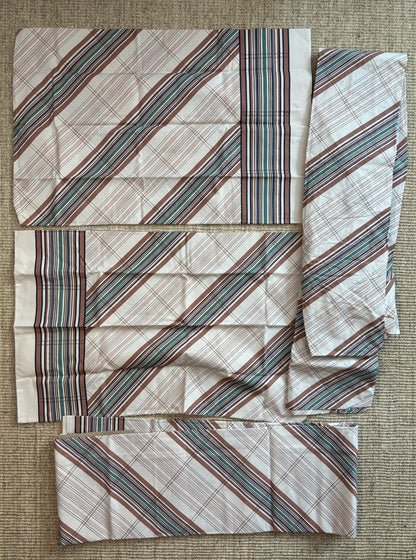 Made in USA Sears Roebuck Striped Percale Double Bed Sheet Set