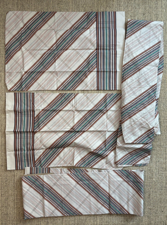 Made in USA Sears Roebuck Striped Percale Double Bed Sheet Set