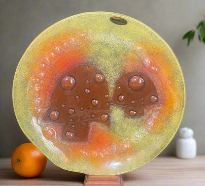 Marion Emery Large Mushroom Fused Glass Serving Plate