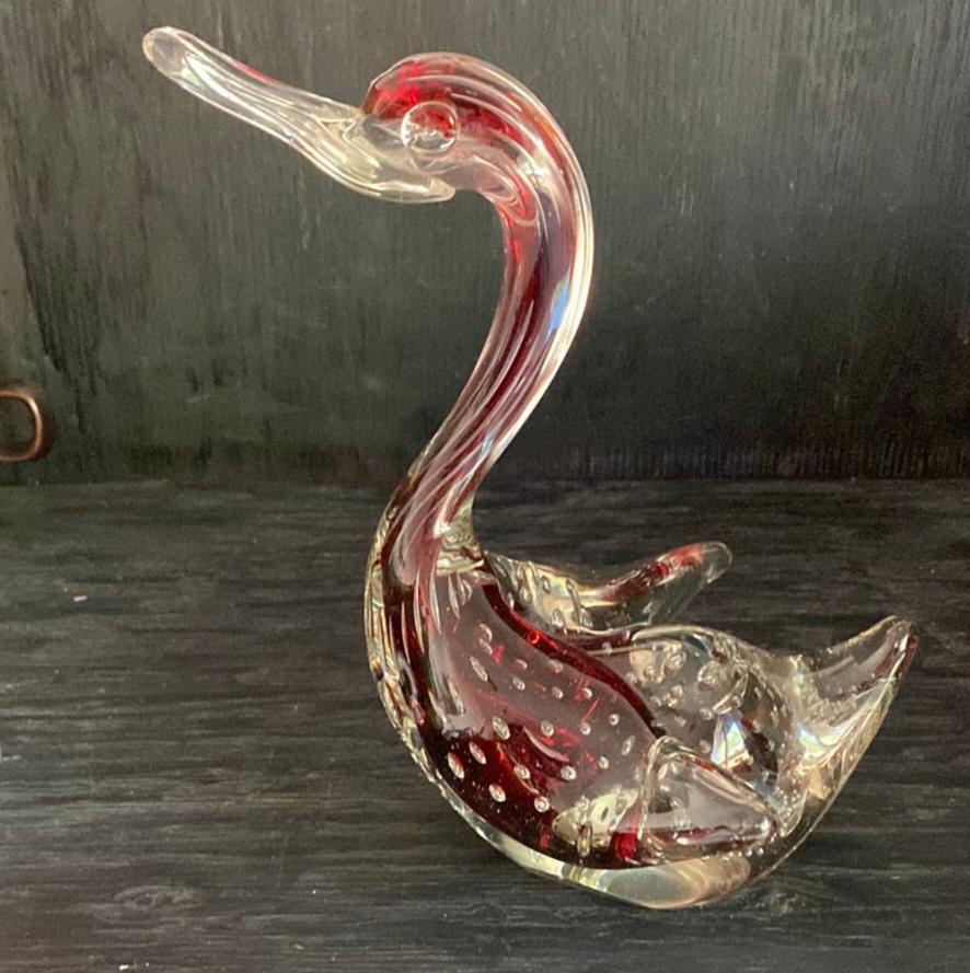 Mid Century Hand Blown Murano Glass Swan Sculpture - HLJ at HomeMid Century Hand Blown Murano Glass Swan SculptureHand Blown GlassMurano