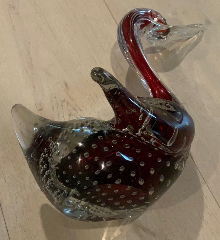 Mid Century Hand Blown Murano Glass Swan Sculpture - HLJ at HomeMid Century Hand Blown Murano Glass Swan SculptureHand Blown GlassMurano