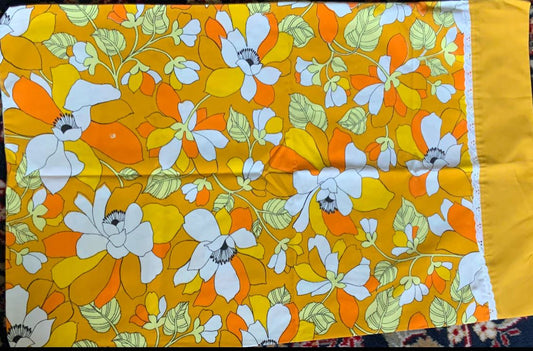 Mid Century Modern Vintage Sears Yellow Floral Pillowcase