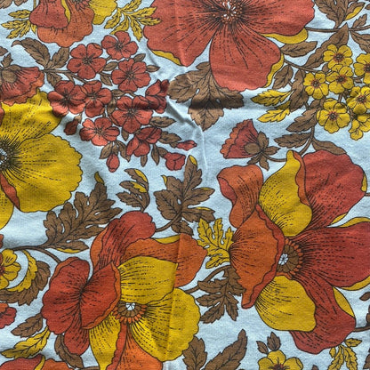 Mid Century Orange and Yellow Floral Style Large Tablecloth - HLJ at HomeMid Century Orange and Yellow Floral Style Large TableclothTableclothVintage