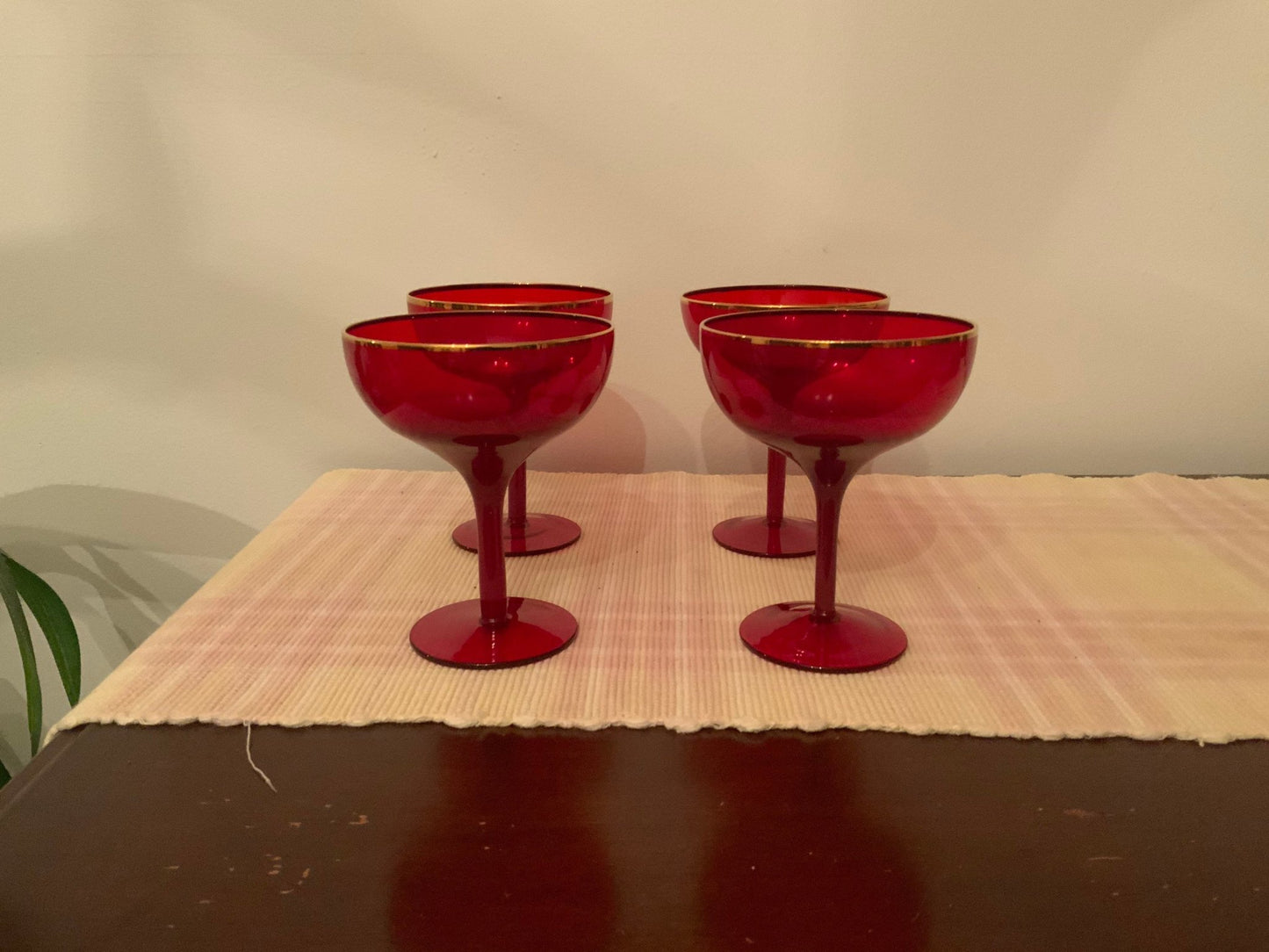 Mid Century Red Champagne Glasses Coupes - HLJ at HomeMid Century Red Champagne Glasses CoupesChampagne GlassesHLJ at Home