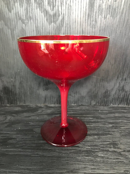 Mid Century Red Champagne Glass