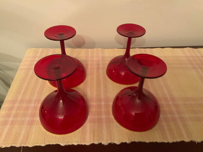 Mid Century Red Champagne Glasses Coupes