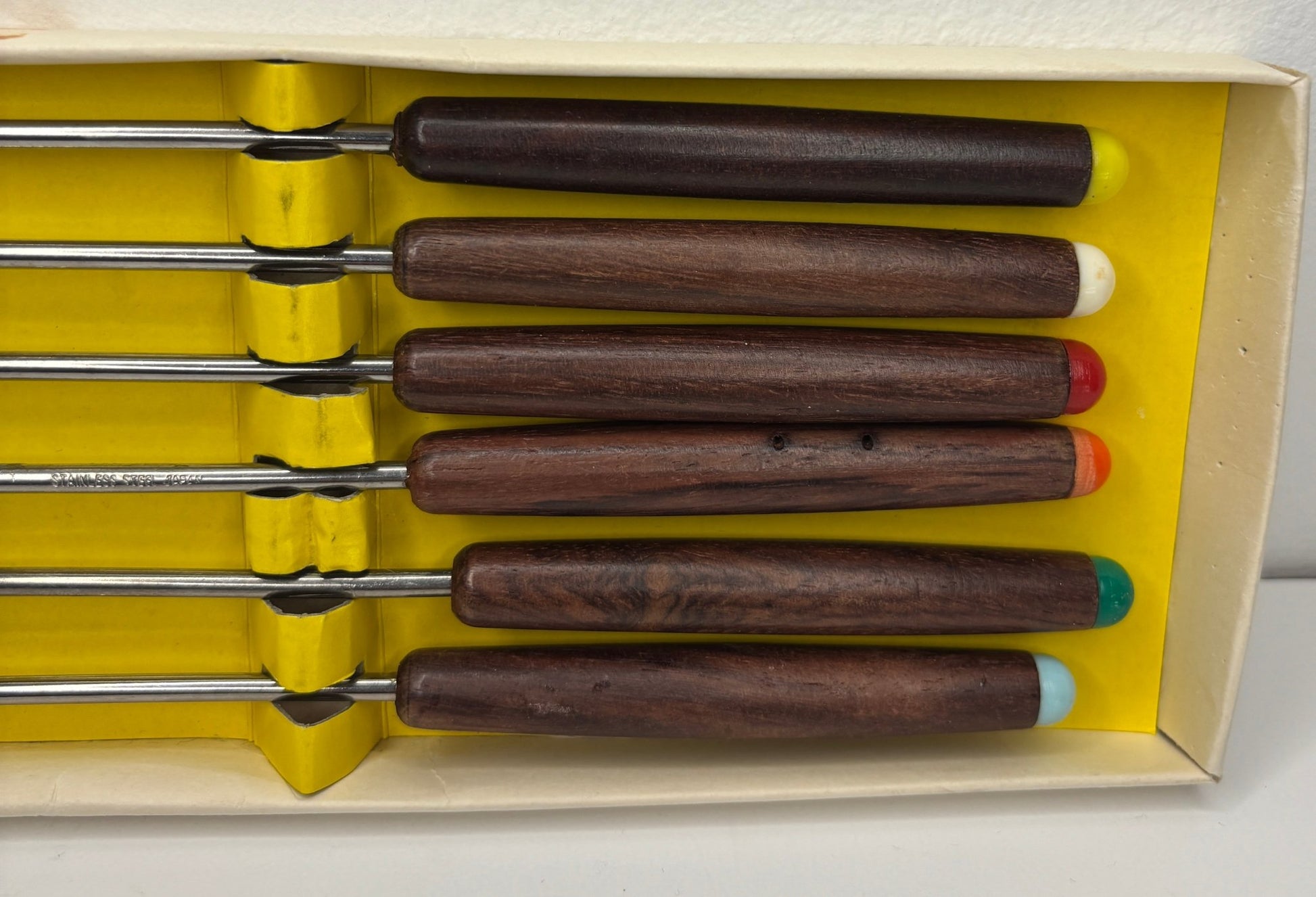 Mid Century Wood Handled Fondue Fork Set