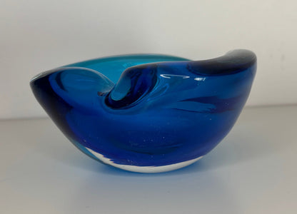 Murano Blue Heart shaped Glass Ashtray