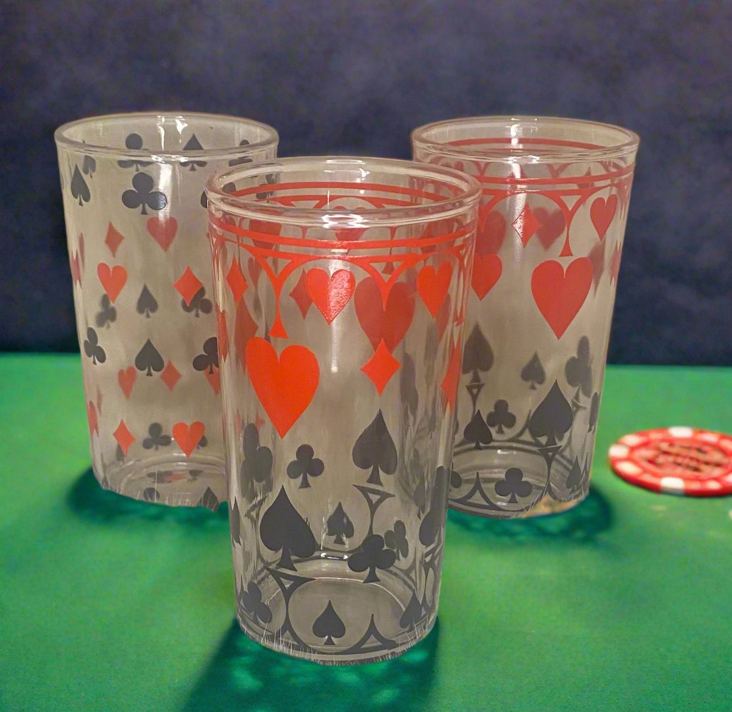 Mustard Glass Playing Card Drink Glasses set of 3 - HLJ at HomeMustard Glass Playing Card Drink Glasses set of 3TumblerMustard Glass