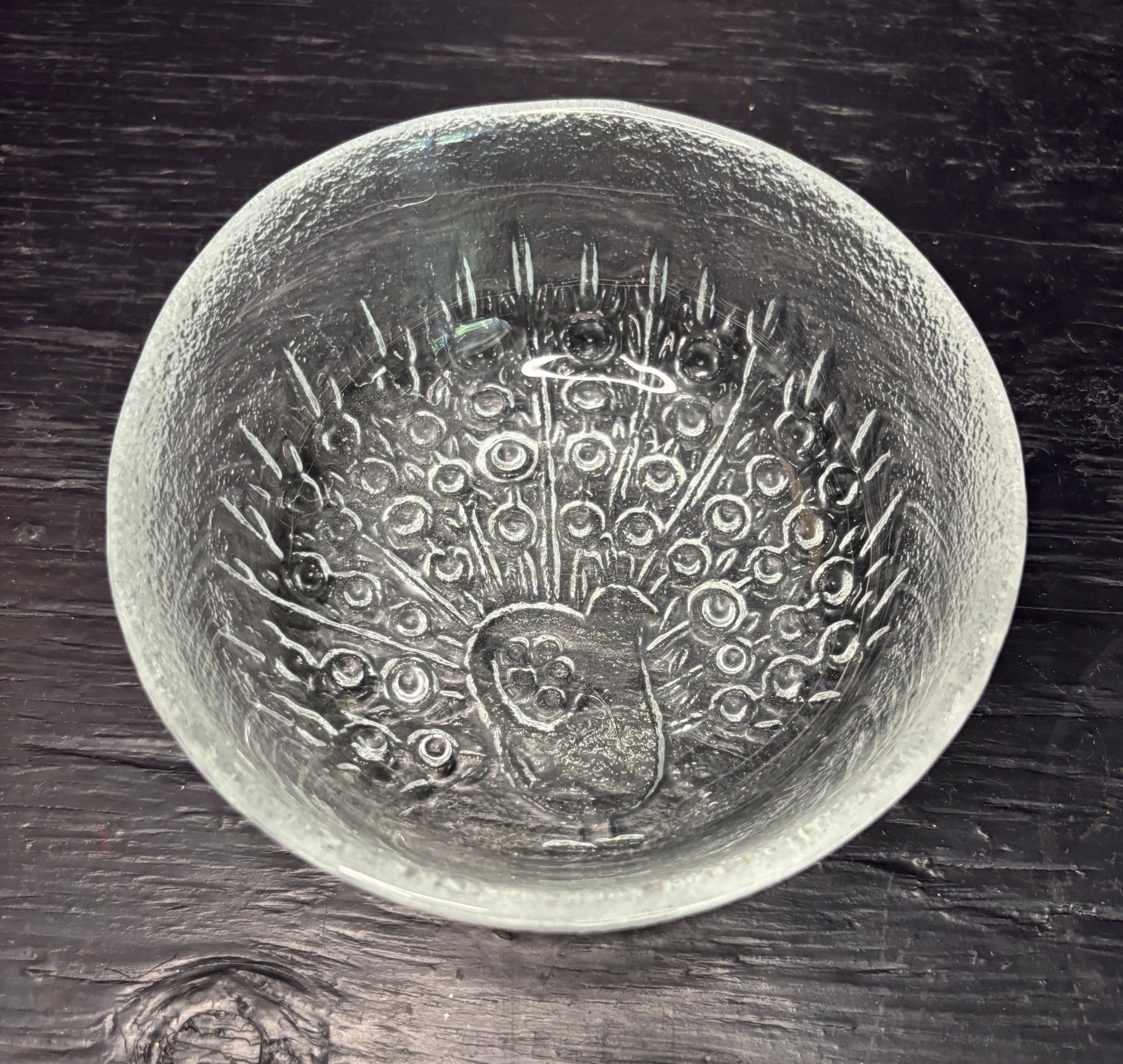 Muurla Peacock Glass Bowl by Raija Luoto Finland