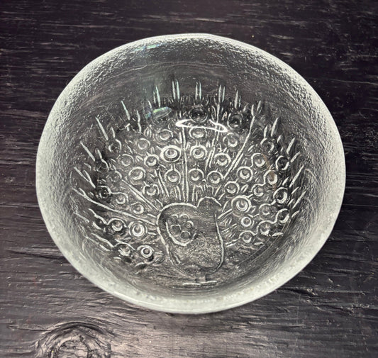 Muurla Peacock Glass Bowl by Raija Luoto Finland