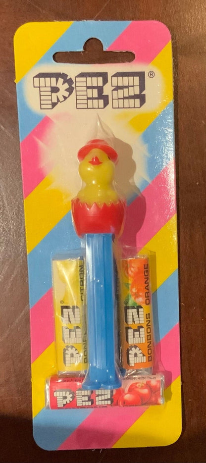 New Vintage Easter Chick in Egg Pez dispenser new on the original striped card
