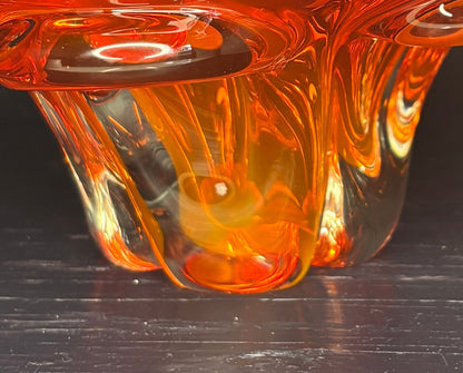 Orange Lorraine Leaf Shaped Glass Bowl
