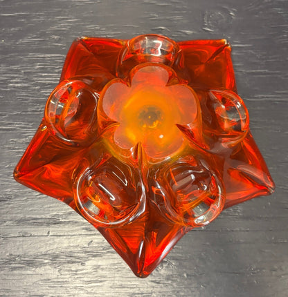 Orange Leaf Shaped Glass Bowl