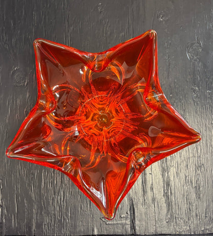 Orange Lorraine Leaf Shaped Glass Bowl