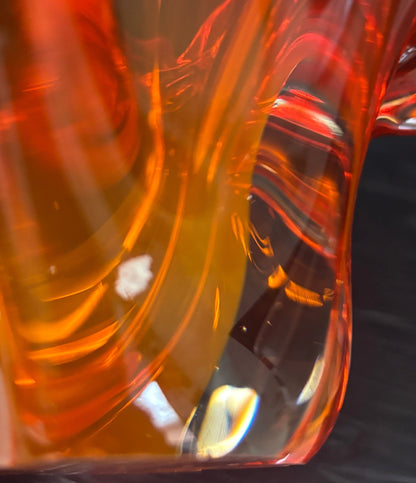 Orange Lorraine Leaf Shaped Glass Bowl