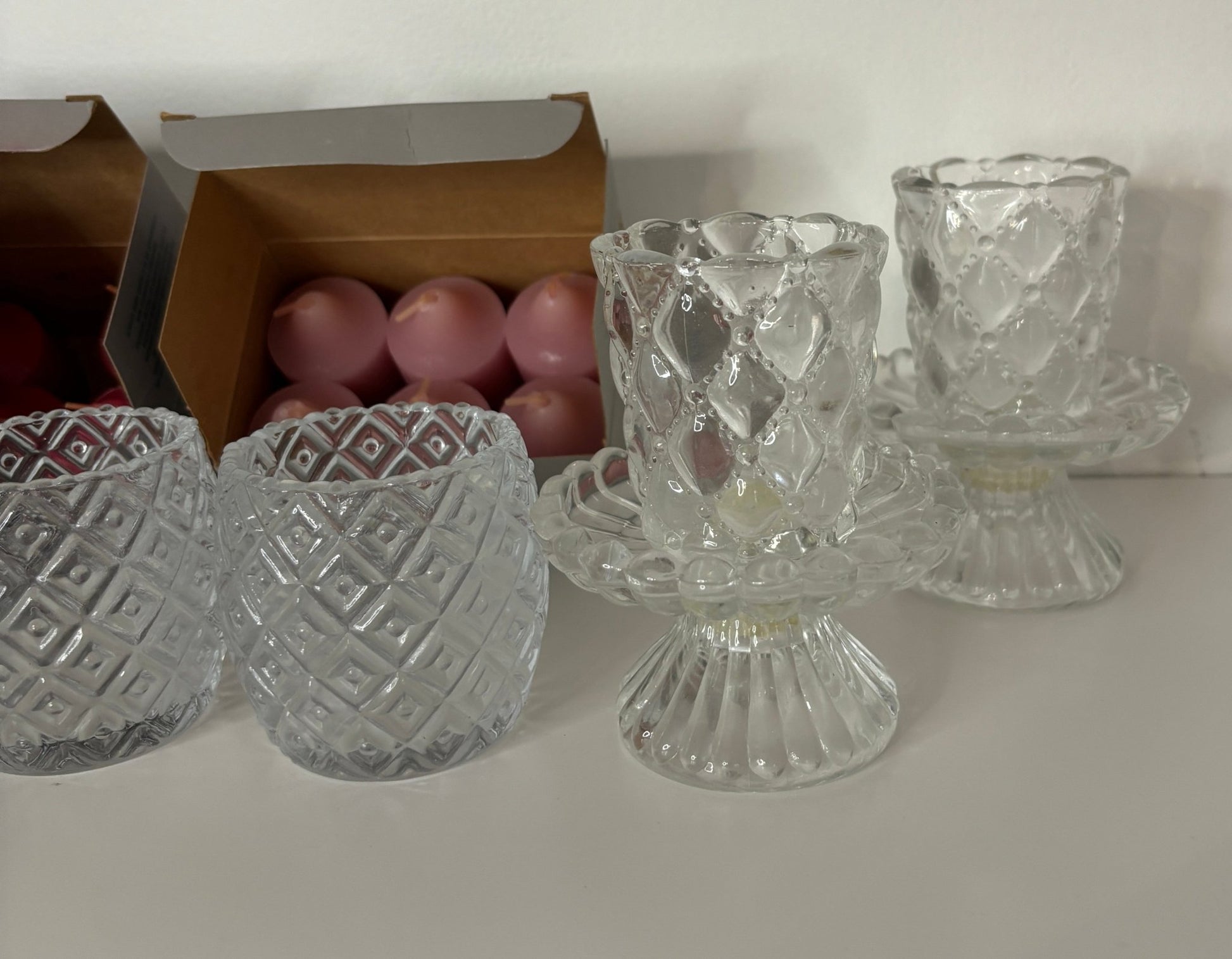 Partylite Crystal Votive Candle Holders and Candles