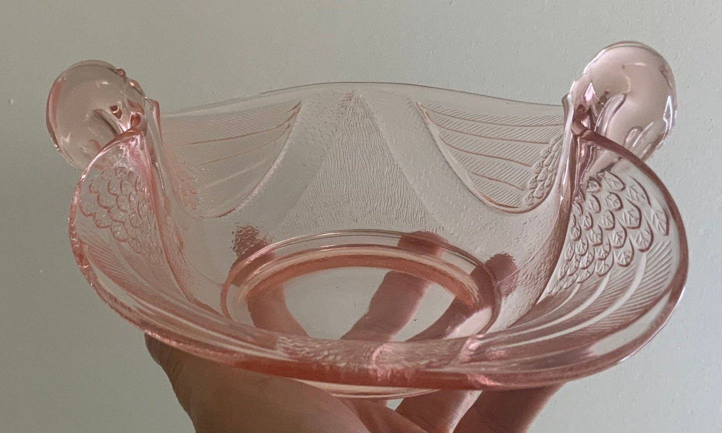 Pink Depression Glass Swan Candy Dish Bowl - HLJ at HomePink Depression Glass Swan Candy Dish BowlCandy dishHLJ at Home