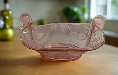 Pink Depression Glass Swan Candy Dish Bowl