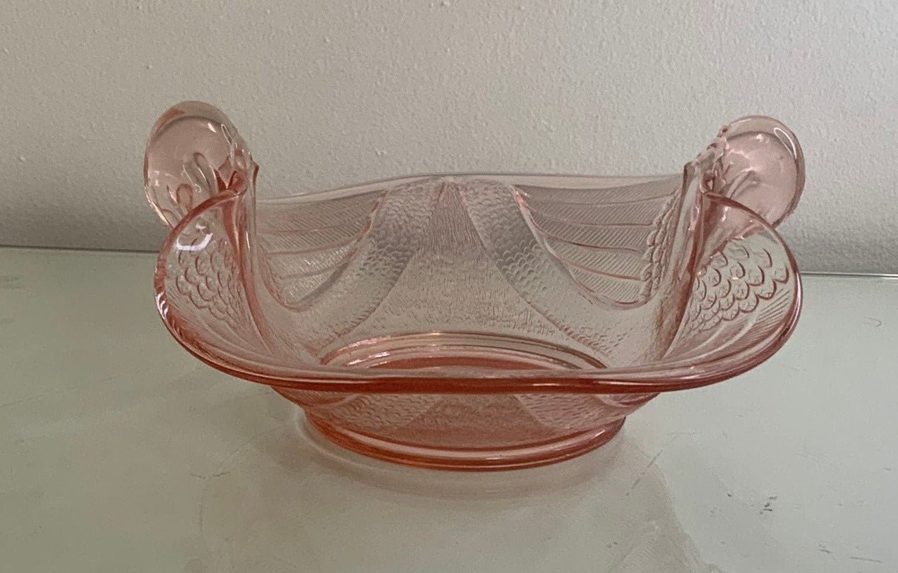 Pink Depression Glass Swan Candy Dish Bowl - HLJ at HomePink Depression Glass Swan Candy Dish BowlCandy dishHLJ at Home