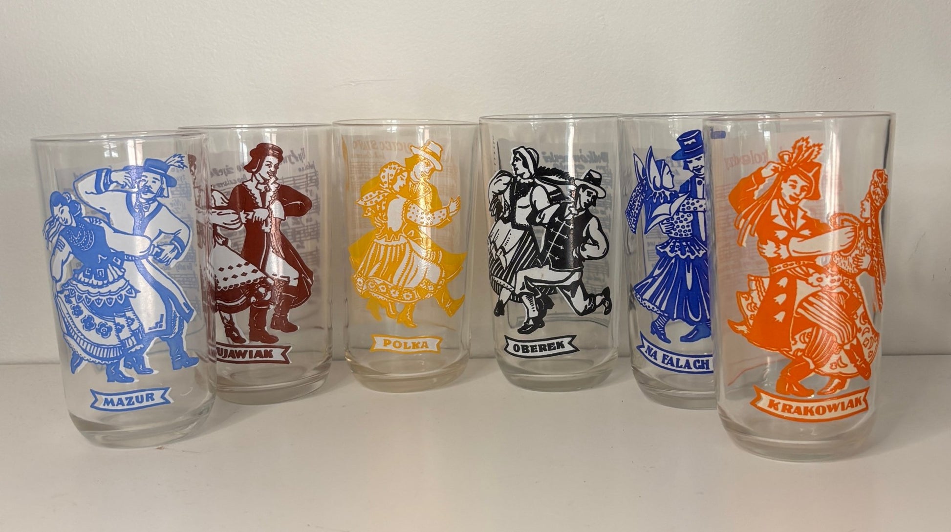 Polish Folk Dance Tumbler Glasses Set