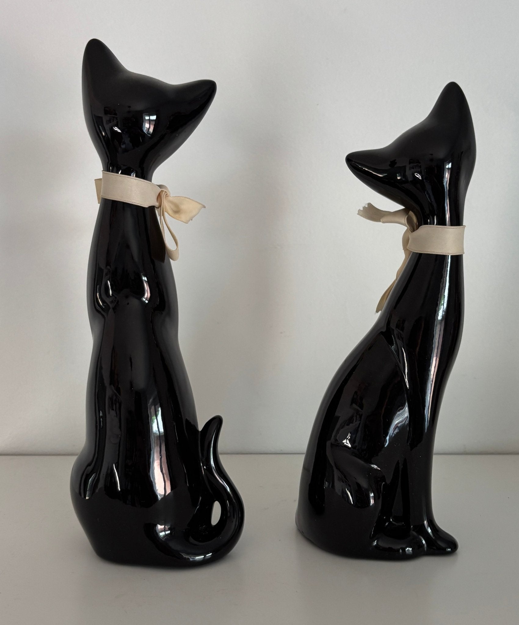 Porcelain Black Cat Figurines