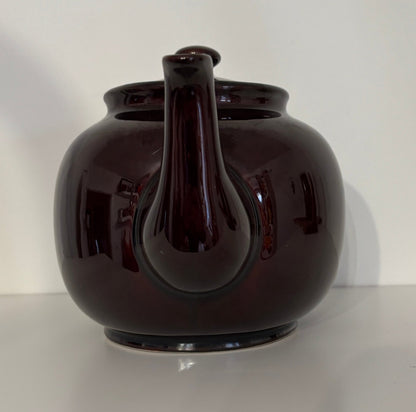 Pottery Glazed Brown Betty Teapot