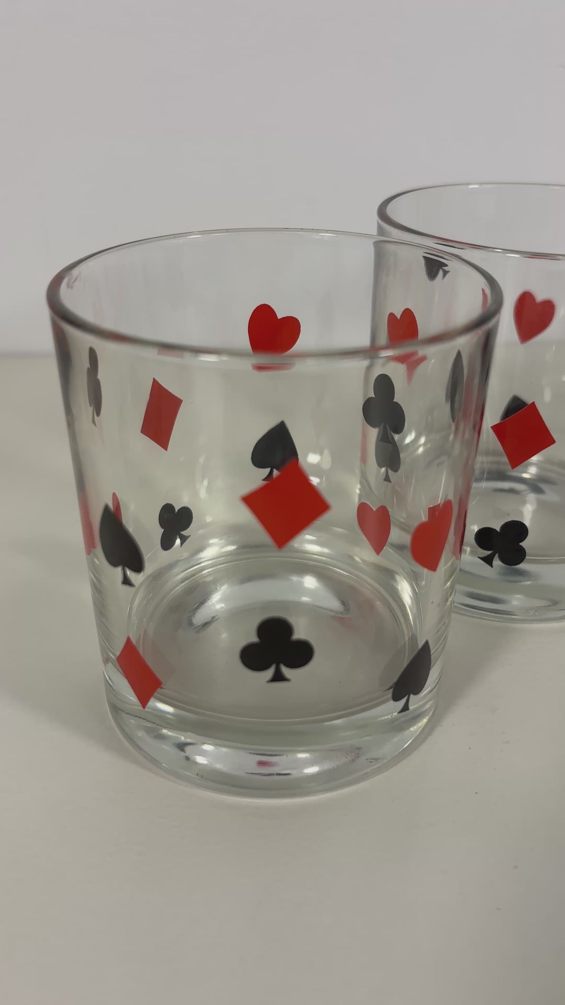 Mid Century Playing Card Whiskey Glass Set