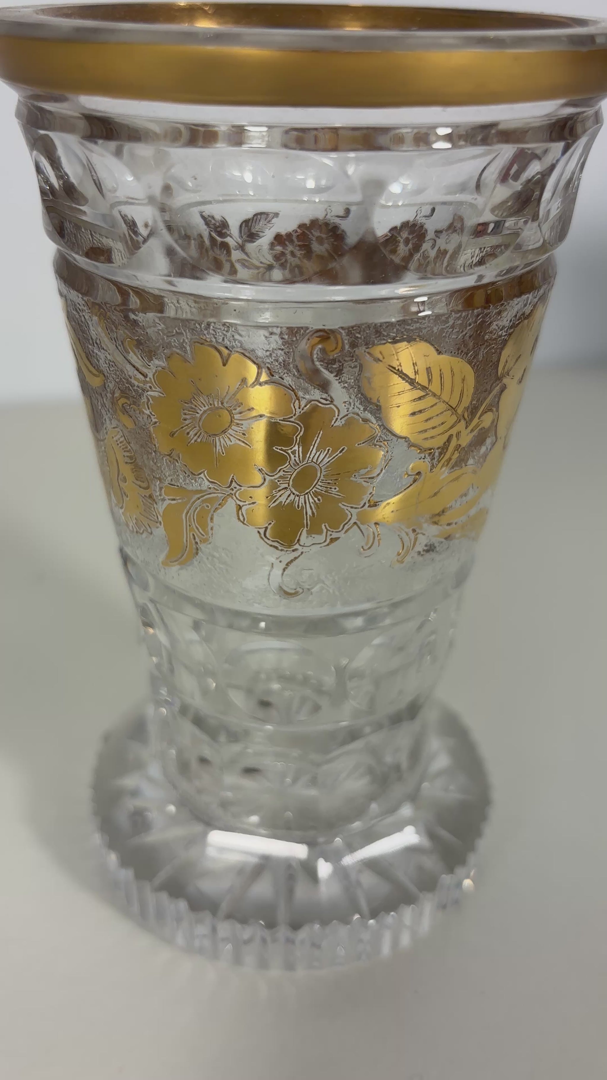 Vintage French Crystal Gold Vase