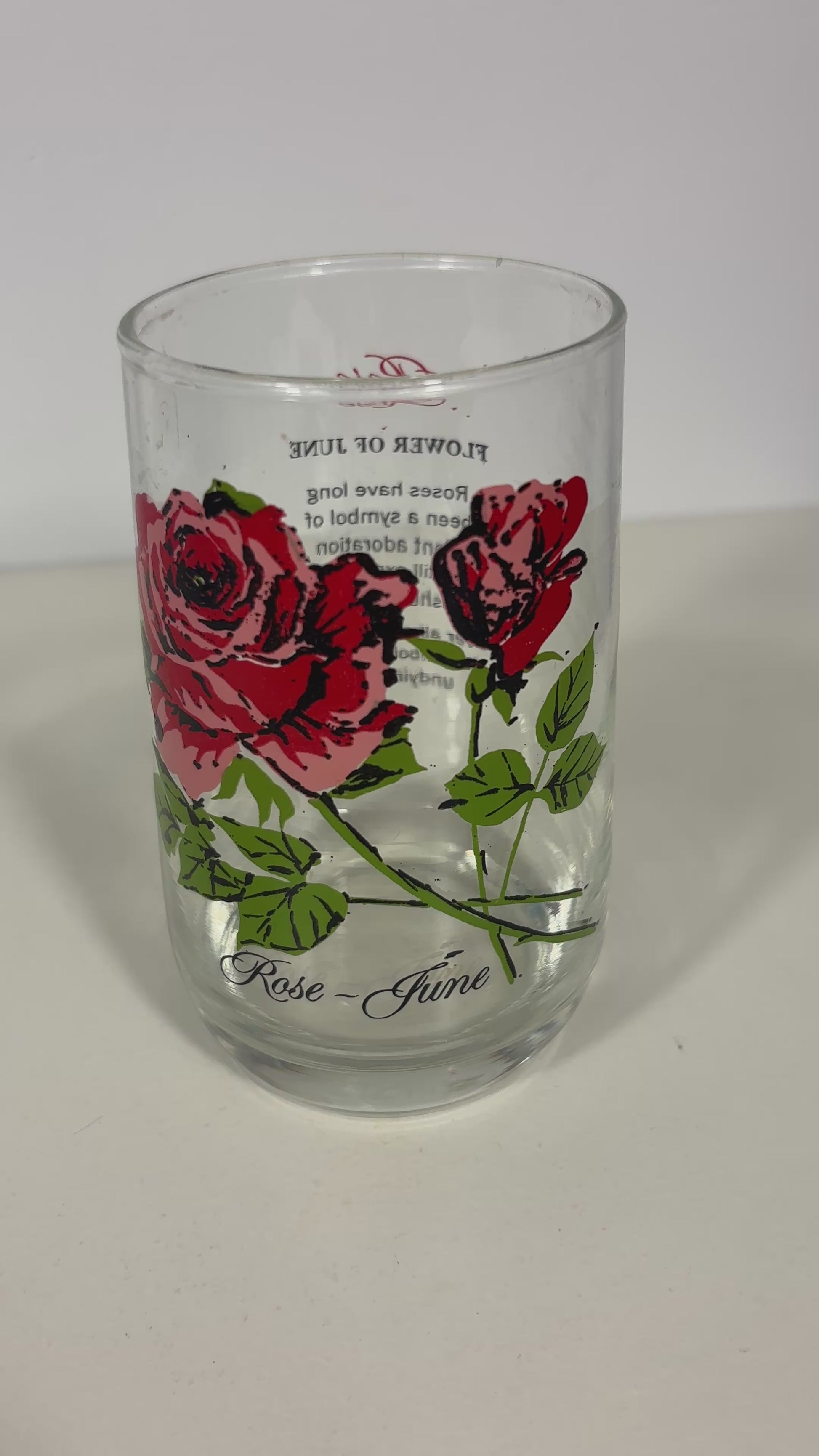 Dominion Glass June Rose Flower of the Month Glass Tumbler