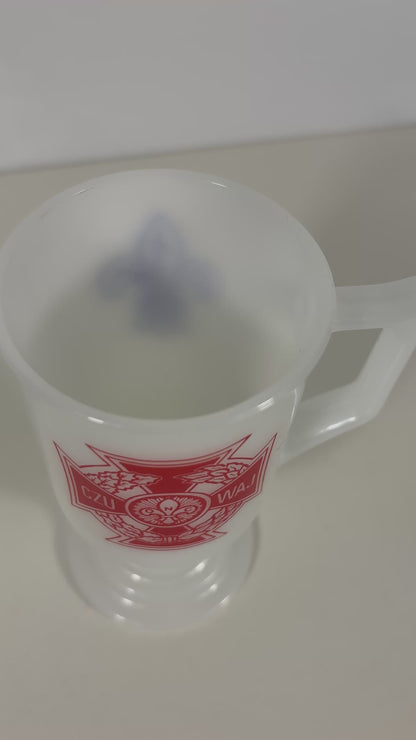 Vintage Polish Scouting Czuwaj Pedestal Milk Glass