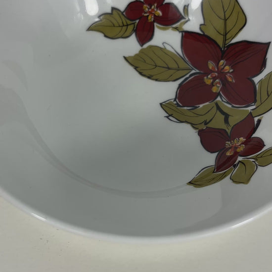Johnson Brothers Maroon Poinsettias Soup Bowl